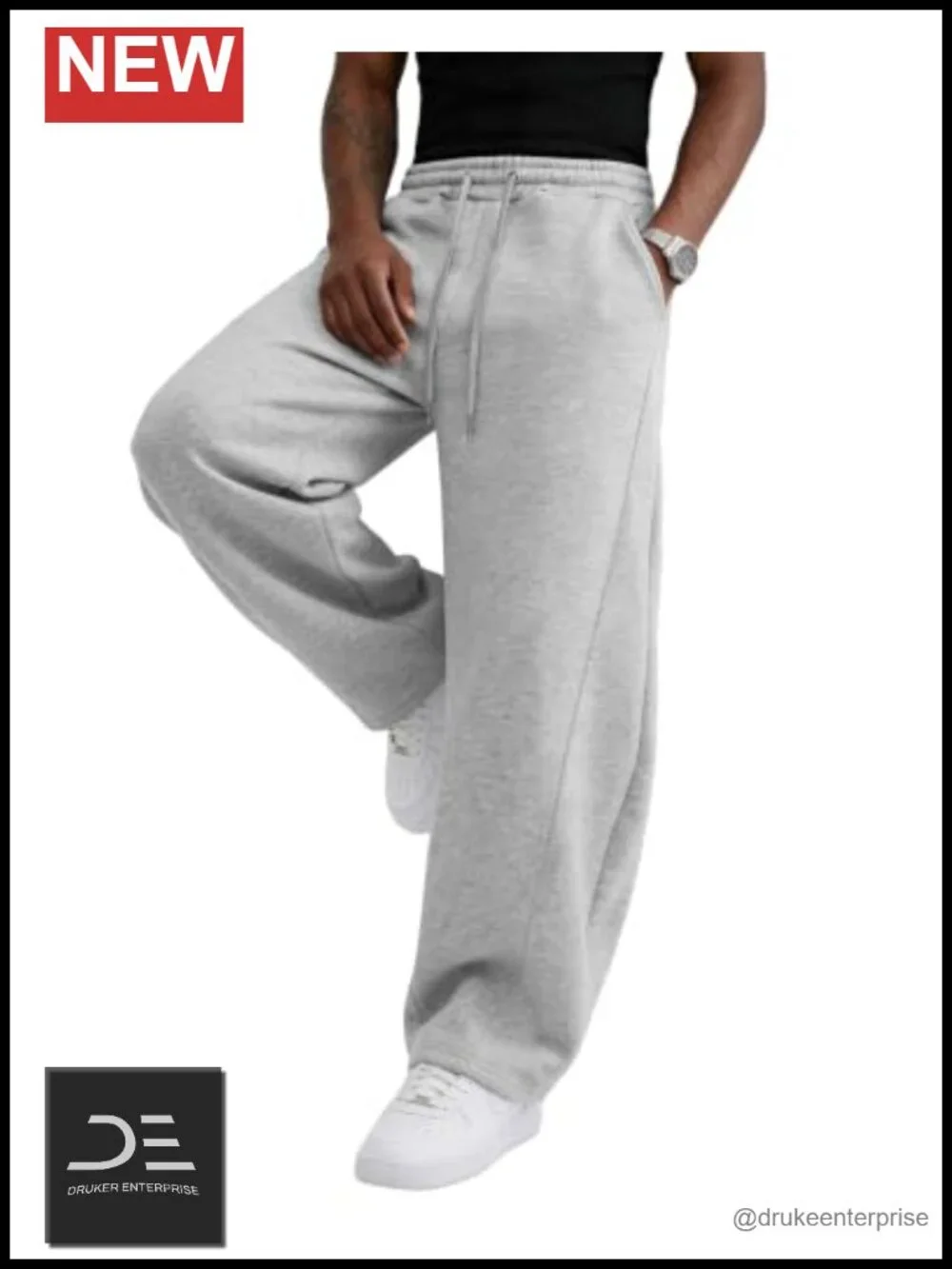 Baggy Wide Leg Sweatpants Cotton Blend Joggers with Pockets